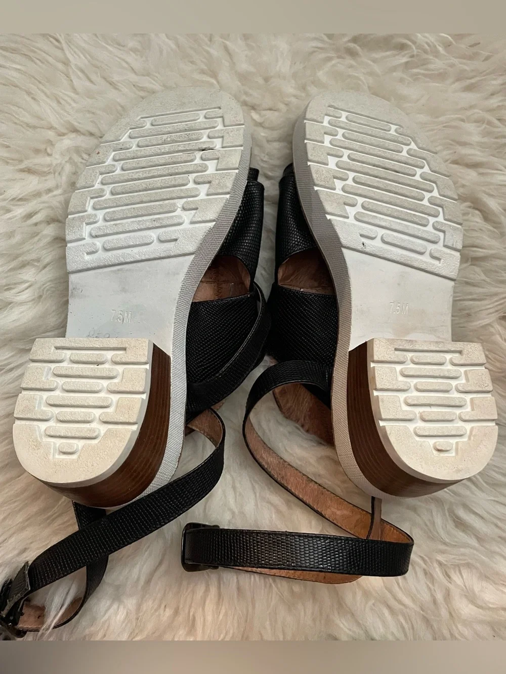 Jeffrey Campbell Platform Sandals  Textured Leather Ankle Strap Size 7.5